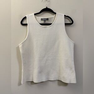 Marled By Reunited Clothing Sleeveless Ribbed Knit Crop Tank Top in Cream‎ - XL